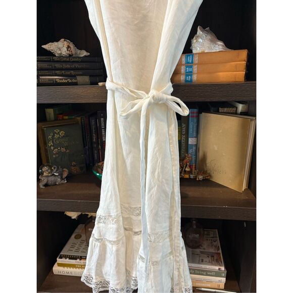 NWOT Gold Hawk White Linen & Lace Midi Length Dress Size Small - Picture 9 of 10